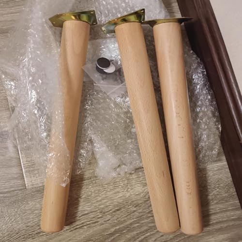 Buche Massivholz Tischbeine 4er Set - Konisch Schräge Möbelbeine aus Naturholz für Tische - Stabiles Tischgestell Beine für Fernsehschrank Sofa Kommodenbeine Möbelfüße (25cm(9.8in),Holzfarbe) von JIAJUTUI001