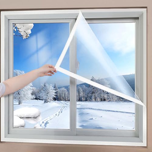 Fenster-Isolierfolie,Isolier-Schutz-Vorhang Winddicht,Transparent Kälteschutz und Wärmeschutz im Winter,für Schlafzimmer Fenster (70x80cm) von JIAJUTUI001