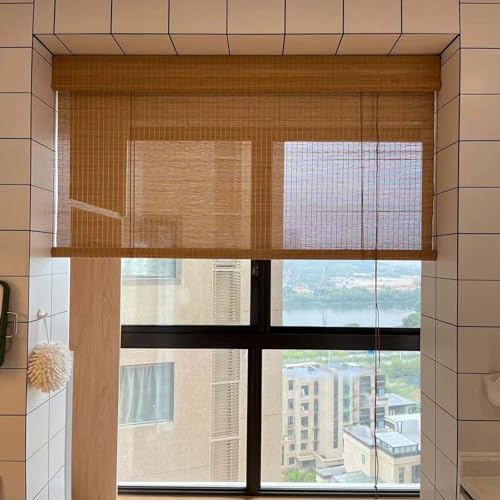 Indoor Natur Bambus Rollo, Lichtdurchlässig Sichtschutz Bambusrollo Bambus Rollo Küche Sonnenschutz Bambusrollo Rollos für Wohnzimmer und Schlafzimmer Fenster und Türen (110x180cm/43x71in) von JIAJUTUI001