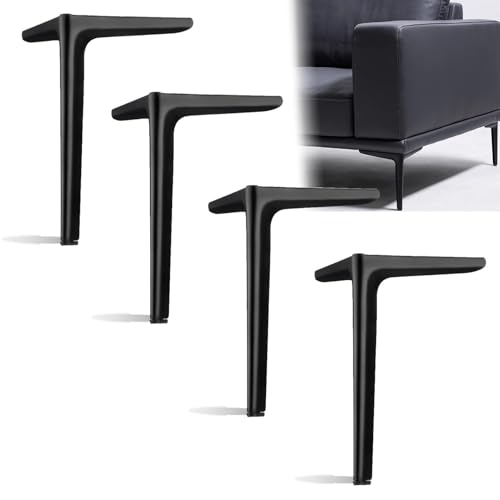 JIAJUTUI001 4 Stück Ersatz Möbelfüße Schwarz Dreieck Tischbeine Metallfüße Metall Möbelbeine Sockelfuß Couchtisch für Schrank Sofabeine Füße Bett stützbeine (45cm,Schwarz) von JIAJUTUI001