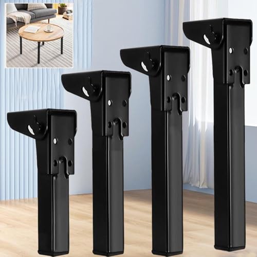 JIAJUTUI001 4 Stück Klappbare Tischbeine,küchenfüße, Schwarz Sofabeine Verstellbar Möbelfuß DIY-Tischbeine aus Metall Möbelfüße,Möbelfüsse für Schrankfüße Möbel Sofa Nachttisch (60cm(23.6in),Schwarz) von JIAJUTUI001