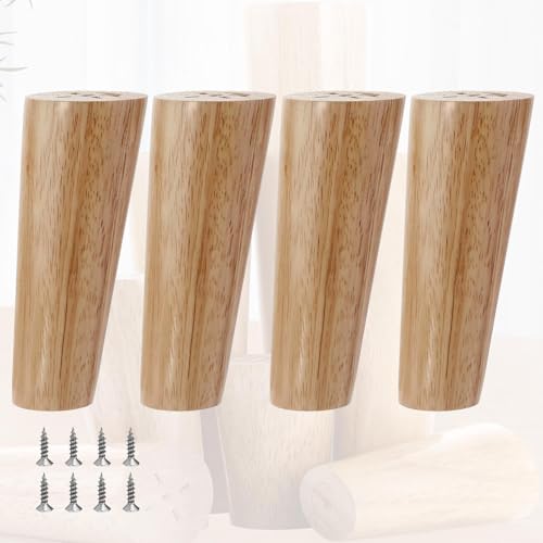 JIAJUTUI001 4 Stück Konisch Möbelfüße Massivholz Ersatz Tischbeine Eiche Tischbeine Holz Sofafüße Konisch Schrankfüße für Bett Tische und Couch Stühle (6cm(2.36in),Holzfarbe) von JIAJUTUI001