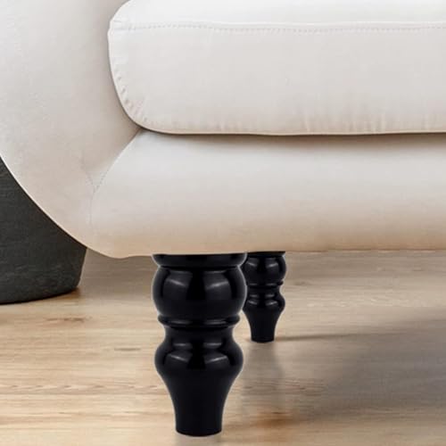 JIAJUTUI001 4 Stück Massivholz DIY Ersatz Möbelbeine,Möbelfüße/Sockelfuß Runde Sofa Beine für Kommode,Kleiderschrank,TV-Ständer,mit Montageplatte und Schrauben (8cm,Schwarz) von JIAJUTUI001
