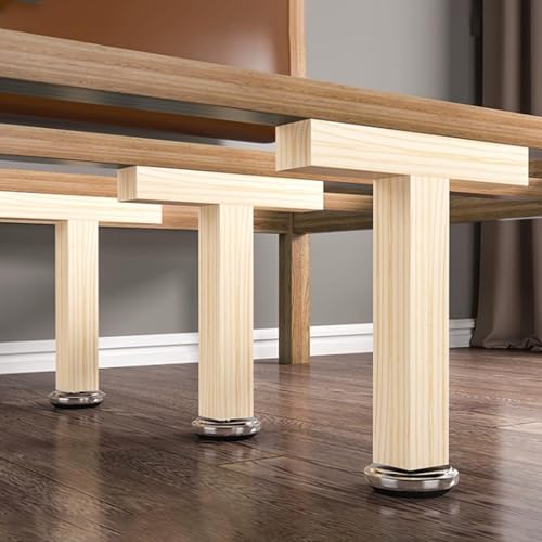 JIAJUTUI001 4 Stück Massivholz Möbelfüße für Bett Rahmen verstellbar Bettbeine Ersatzfüße DIY-Möbelbeine Stützfuss Mittelbalken von JIAJUTUI001