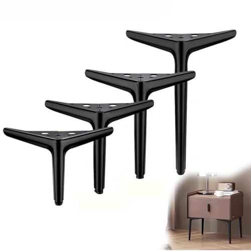 JIAJUTUI001 4 Stück Metalldreieck Möbel Füße,Möbelfüße,Möbelbeine Sofabeine,Ersatz für Schrankbeine,für Schrank,Couchtisch,Sofa,Couch,Stuhl,Ottomane (20cm,Schwarz) von JIAJUTUI001