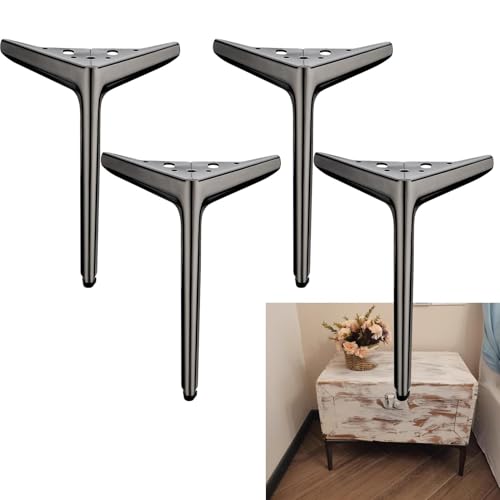 JIAJUTUI001 4 Stück Metalldreieck Möbel Füße,Möbelfüße,Möbelbeine Sofabeine,Ersatz für Schrankbeine,für Schrank,Couchtisch,Sofa,Couch,Stuhl,Ottomane (45cm,Hellgrau) von JIAJUTUI001