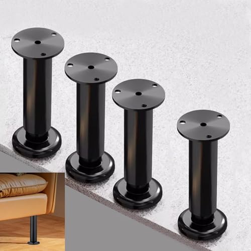 JIAJUTUI001 4 Stück Schwarz Aluminiumlegierungen Möbelbeine, Metallbeine für Couch,Esstisch,Schreibtisch,Regal - Hoch Belastbar, (8-11CM,Schwarz) von JIAJUTUI001