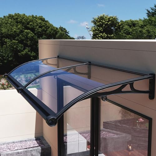 Transparent Vordach Überdachung Haustürvordach Vordach für Türvordach Polycarbonat Selbstreinigende Türdach für Balkon Fenster Hauseingang Regenschutz (80X320cm/31inX126in,80cm) von JIAJUTUI001