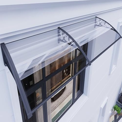Türüberdachung Metall,Überdachung Haustürvordach,Vordach für Haustür Polycarbonat Türdach,Überdachung Türvordach für Draußen Balkon Fenster Sonnenschutz (100X370cm/39inX146in,100cm) von JIAJUTUI001