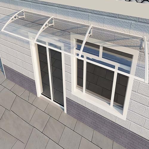 Vordach für Fenster Haustür Draußen Aluminium Türvordach, Haustürdach Pultvordach aus Transparent Polycarbonat, Türdach für Sonnenschutz Regenschutz (60X250cm/24inX98in,60cm) von JIAJUTUI001