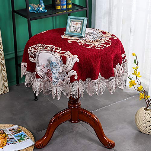 JIALIANG Tischdecke Tischdecke Frische Kunst Tischdecke aus Baumwolle und Quasten Rechteckige Couchtisch Tischdecke,90x90cm von JIALIANG