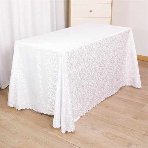 JIALIANG Tischtuch Rectangular Tischdecken Pflegeleicht 200 x 280 cm Polyester Tischdecke für Draussen Garten Esszimme Weiß von JIALIANG