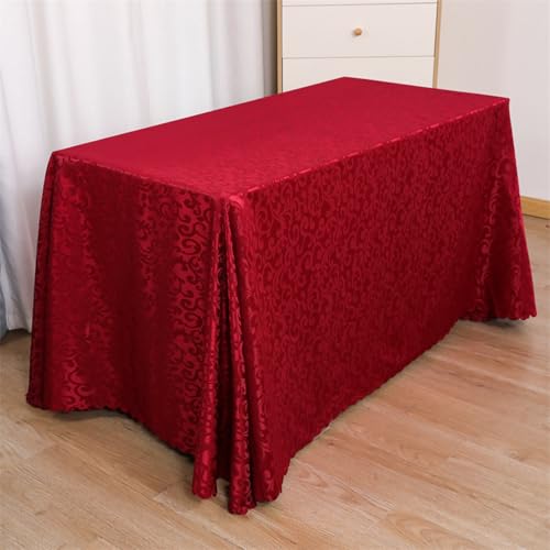 JIALIANG Tischtuch Rectangular Tischtuch Abwischbar Fleckschutz 180 x 260 cm Polyester Tischdecke für Esszimmer, Garten, Party Dunkelrot von JIALIANG