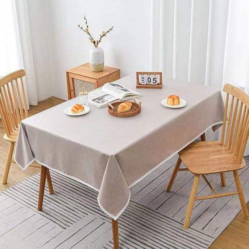 JIALIANG Tischtuch Rectangular Wasserabweisend Tischwäsche 90 x 140 cm Leinenoptik Tischdecke Abwaschbar Lotuseffekt für Draussen Garten Esszimme Beige von JIALIANG