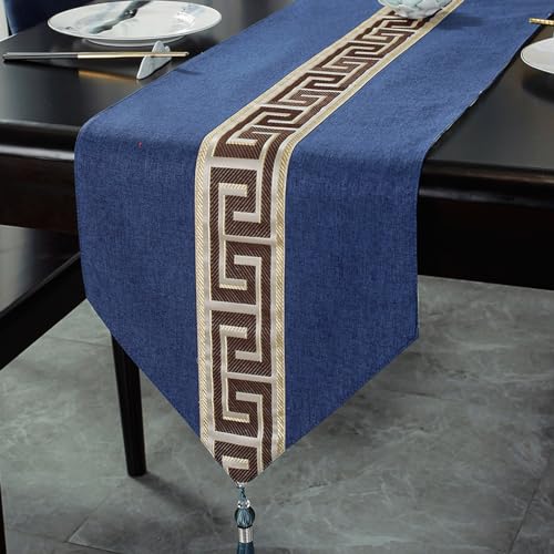 JIALIANG tischläufer 33x200cm Blau Tischläufer im Tischläufer Retro Verdicken Doppelschicht Leinen Dekoratives Tuch für Couchtisch, Hochzeiten, Wohnkultur von JIALIANG