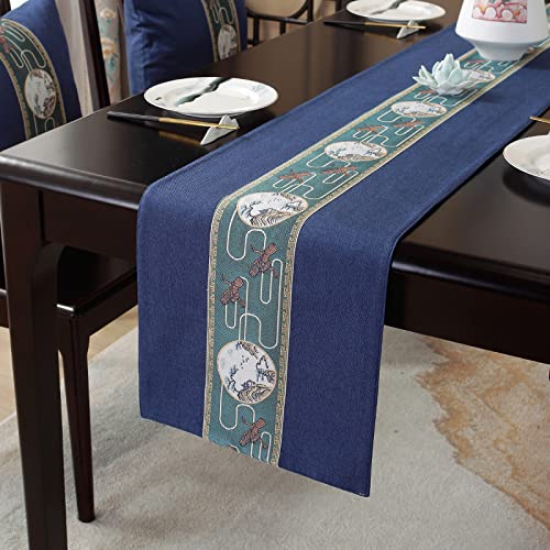 JIALIANG tischläufer 33x80cm Blau Baumwoll Leinen Tischläufer Bauernhaus Stil Tischläufer für Partys, Esszimmer-Dekorationen, Dessert-Tischdekoration von JIALIANG