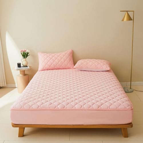JIALIANG wasserdichte Matratzenauflage 90 x 200 cm Rosa Mikrofaser Matratzenbezug, Wasserfeste Matratzenschutz Inkontinenzunterlage Waschbar für Boxspringbett Matratzen bis 30 cm von JIALIANG