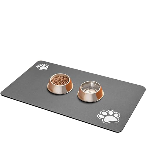Dog Cat Feeding Mat,Pet Feeding Mat for Dogs and Cats,Dog Food Carpet，Spill Proof Dog Cat Bowl Mats, Washable Pet Placemat Food for Pets Keep Floors Clean (Black,60 * 90CM) von JIALING