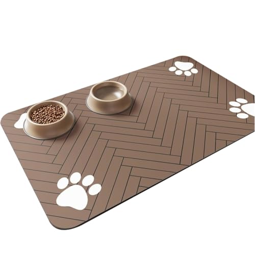Dog Cat Feeding Mat,Pet Feeding Mat for Dogs and Cats,Dog Food Carpet，Spill Proof Dog Cat Bowl Mats, Washable Pet Placemat Food for Pets Keep Floors Clean (Brown,50 * 80CM) von JIALING