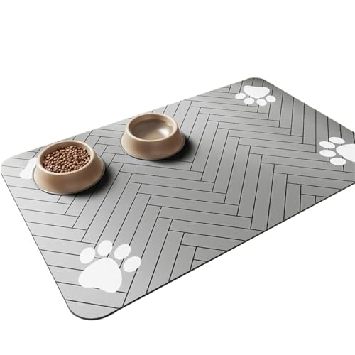 Dog Cat Feeding Mat,Pet Feeding Mat for Dogs and Cats,Dog Food Carpet，Spill Proof Dog Cat Bowl Mats, Washable Pet Placemat Food for Pets Keep Floors Clean (Dark Gray,50 * 80CM) von JIALING
