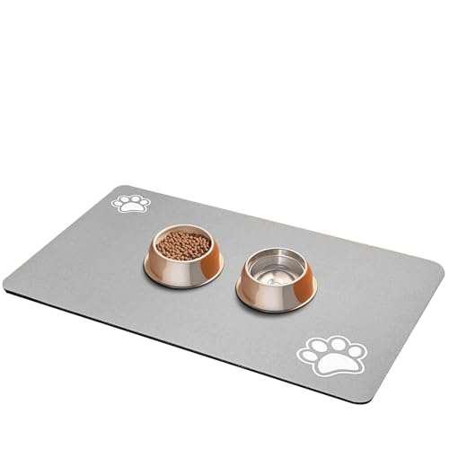 Dog Cat Feeding Mat,Pet Feeding Mat for Dogs and Cats,Dog Food Carpet，Spill Proof Dog Cat Bowl Mats, Washable Pet Placemat Food for Pets Keep Floors Clean (Grey,50 * 80CM) von JIALING