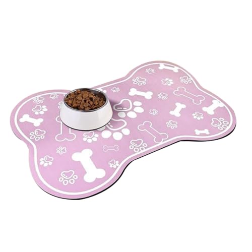 Dog Cat Feeding Mat,Pet Feeding Mat for Dogs and Cats,Dog Food Carpet，Spill Proof Dog Cat Bowl Mats, Washable Pet Placemat Food for Pets Keep Floors Clean (Pink Pattern,60 * 90CM) von JIALING