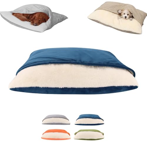 Removable Hooded Doggy Bed,Calming Dog Cave Beds with Ultra-Soft Built-in Cover, Removable Washable,for Cats/Puppy/Small/Medium Dogs (Blue,M) von JIALING
