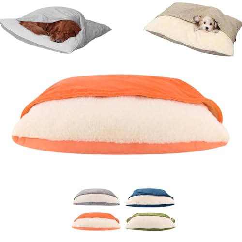 Removable Hooded Doggy Bed,Calming Dog Cave Beds with Ultra-Soft Built-in Cover, Removable Washable,for Cats/Puppy/Small/Medium Dogs (Orange,M) von JIALING