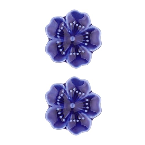JIALUO0318 Blumen Keramik Möbelknöpfe Türgriff Schubladengriff Möbelgriffe Schrankgriffe Küchengriffe Kleiderschrank Griffe 2 Stück (Dunkelblau) von JIALUO0318