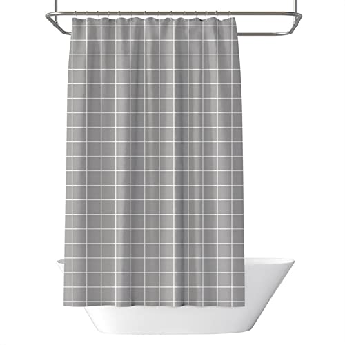 JIAMELUCK Duschvorhang Grau Kariert Streifen Moderne Badezimmer Badewanne Wasserdichter Duschvorhang Große Breite Duschabdeckung Mit Haken 130x200cm(51" Wx79 H) von JIAMELUCK