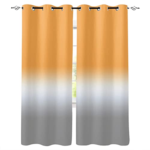 JIAMELUCK Orange, Weiß, Grau, Farbverlauf, Moderne Verdunkelungsvorhänge für Küche, Schlafzimmer, Kinderzimmer, Fensterbehandlung, Vorhänge, 107 x 122 cm x 2 (B x H) von JIAMELUCK