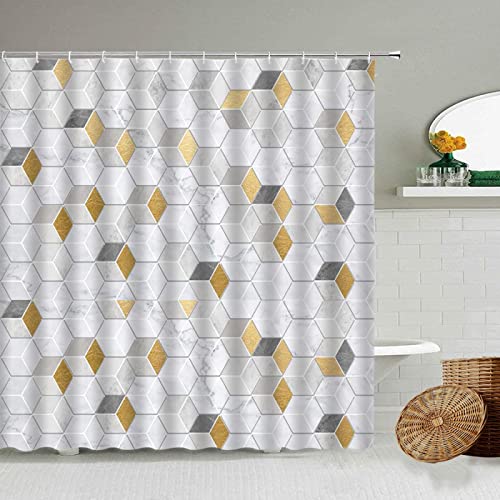 Marmor-Duschvorhang, geometrisches Farbverlauf-Design, Badezimmer, wasserdichte Vorhänge, Heimdekoration, Toilettentrennwand, 130 x 200 cm (51 "W x 79" H) von JIAMELUCK