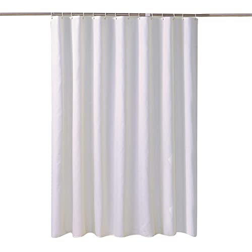 Weißer Duschvorhang, wasserdicht, moderner Badevorhang für Hotelbadewanne, große, breite Badeabdeckung mit Haken, 110 x 220 cm (43 "W x 87" H) von JIAMELUCK