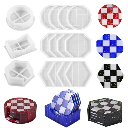 JIAMIAN 15 Teilige Untersetzerharzform, Epoxidharz Untersetzer, Diy Handwerk Untersetzer, Schachbrett Untersetzer Modul, Mit Kreisförmiger, Quadratischer, Achteckiger Vierschichtiger Klemmform JIAMIAN 15 Teilige Untersetzerharzform, Epoxidharz Untersetzer, Diy Handwerk Untersetzer, Schachbrett Untersetzer Modul, Mit Kreisförmiger, Quadratischer, Achteckiger Vierschichtiger Klemmform von JIAMIAN