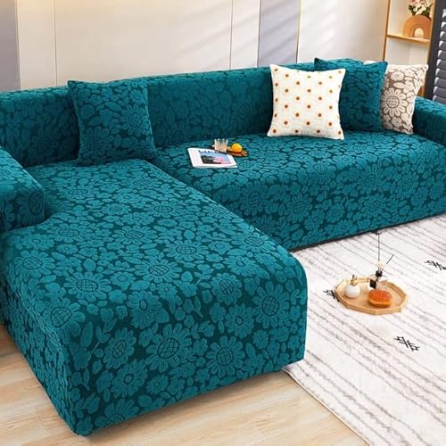 JIAMU Universal-L-förmiger Sofabezug für Wohnzimmer, elastisch, einfarbig, Sternprägung, All-Inclusive-Sessel-Ecksofa-Schonbezug von JIAMU