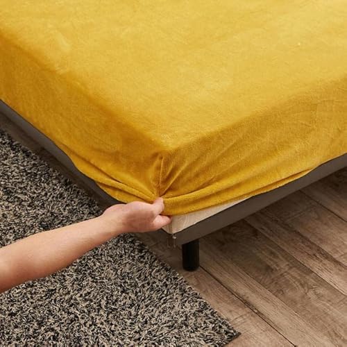 JIAMU Winter Plüsch Elastisches Spannbetttuch Doppelbett Bettlaken Weich Warm Samt Tagesdecke Matratzenbezug Bettwäsche Schutz von JIAMU