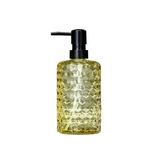 500ml Flasche Zylindrischen Transparent Seife Dispenser for Home Hotel Bad Glas Presse Lotion for Bathroom Kitchen Home(Yellow) von JIANBOHAIRS