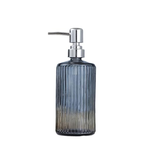 500ml Seifenhalter Transparent Badezimmer Zylindrische Home Hotel Glas Push Lotion Flasche for Bathroom Kitchen Home(Gray) von JIANBOHAIRS