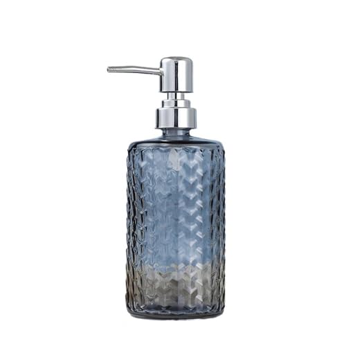 500ml Seifenhalter Transparent Zylindrische Home Hotel Badezimmer Glas Push Lotion Flasche for Bathroom Kitchen Home(Gray) von JIANBOHAIRS
