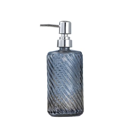500ml Seifenhalter Transparent Zylindrische Home Hotel Badezimmer Glas Push Lotion Flasche for Bathroom Kitchen Home(Gray) von JIANBOHAIRS