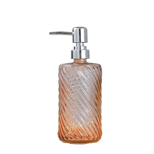 500ml Seifenhalter Transparent Zylindrische Home Hotel Badezimmer Glas Push Lotion Flasche for Bathroom Kitchen Home(Orange) von JIANBOHAIRS