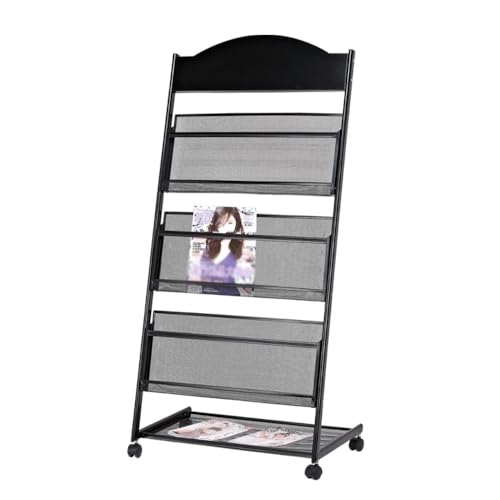 JIANBOHAIRS Zeitschriftenständer Brochure Display Stand,Floor-Standing Magazine Information Rack Newspaper Display Rack for Exhibition Trade Show Office Retail Store(Black) von JIANBOHAIRS