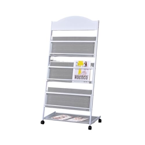 JIANBOHAIRS Zeitschriftenständer Brochure Display Stand,Floor-Standing Magazine Information Rack Newspaper Display Rack for Exhibition Trade Show Office Retail Store(White) von JIANBOHAIRS