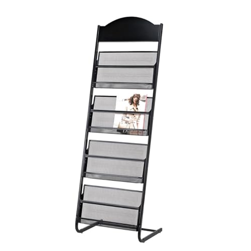 JIANBOHAIRS Zeitschriftenständer Fashion Publicity Catalog Literature Display Rack,Floor-Standing Magazine Newspaper Storage Racks Office Supplies(Black) von JIANBOHAIRS