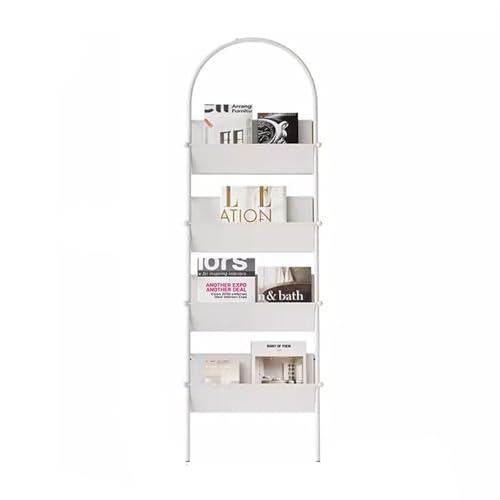 JIANBOHAIRS Zeitschriftenständer Simple Metal Newspaper Rack,Bookshelf Magazine Racks Against The Wall Storage Shelves(White) von JIANBOHAIRS