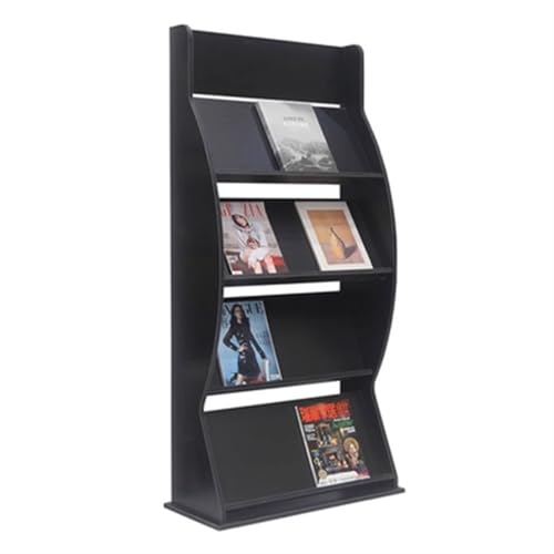 JIANBOHAIRS Zeitschriftenständer Zeitungsständer, Bodenstehender Zeitschriftenständer 4-lagig, Prospektständer, Holzprospektständer for Messen, Bürodisplay(Black) von JIANBOHAIRS