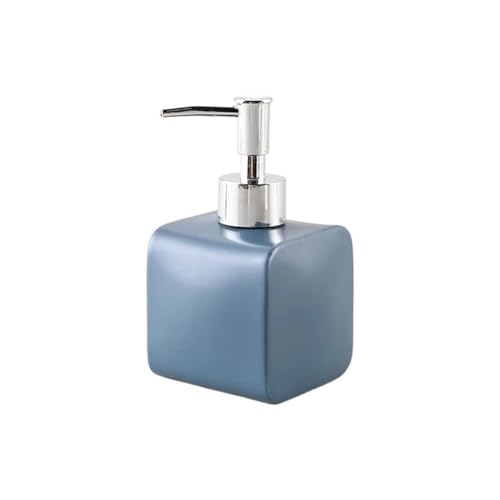 Keramik-Händedesinfektionsflasche, Shampoo-Spender, Matte Duschgel-Push-Flasche, Seifenspender for Bathroom Kitchen Home(Blue) von JIANBOHAIRS