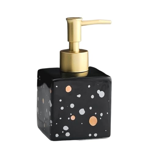 Kleiner quadratischer Seifenspender 9,5 oz/280 ml Keramikflaschen Flüssiglotionspender for Badezimmer Küchenspender for Bathroom Kitchen Home(Black) von JIANBOHAIRS
