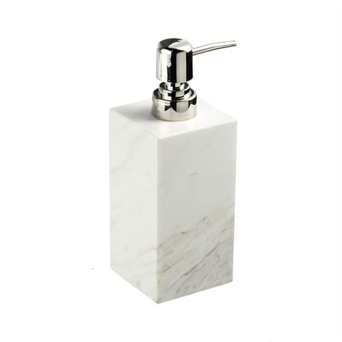 Nachfüllbarer Seifenspender aus Marmor mit Pumpe, quadratischer Spender for Flüssigseife, Lotion oder Händedesinfektionsmittel aus Marmor for Küche oder Bad, 150 ml for Bathroom Kitchen Home(Silver pu von JIANBOHAIRS