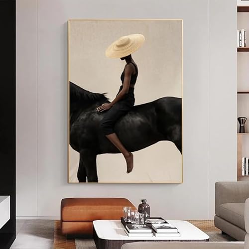 JIANGSHANDAIYOUCAIREN Frau Cap Pferd Leinwand Malerei Portrait Poster Und Drucke Wandkunst Bilder für Wohnzimmer Home Decor Kein Rahmen-50x70cm JIANGSHANDAIYOUCAIREN Frau Cap Pferd Leinwand Malerei Portrait Poster Und Drucke Wandkunst Bilder für Wohnzimmer Home Decor Kein Rahmen-50x70cm von JIANGSHANDAIYOUCAIREN